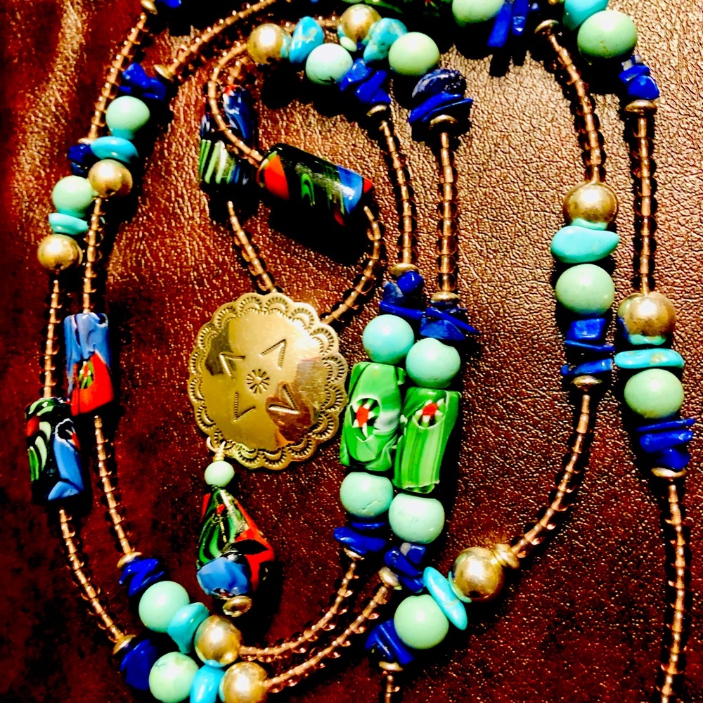 VTG Native American 926 Morningstar bead Necklace